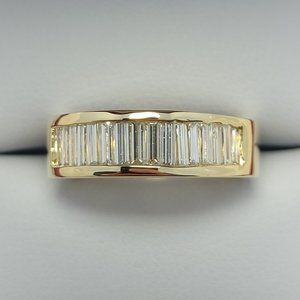 14K Yellow Gold Diamond Ring - Baguette Channel 1.12 ctw | DEFECT